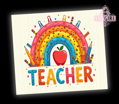Teacher Tumbler Wrap, 20oz Tumbler Design, Sublimation PNG, Teacher Gift Ideas, Custom Teacher Tumbler, Educational Theme Tumbler, Digital Download Sublimation SvggirlplusArt 