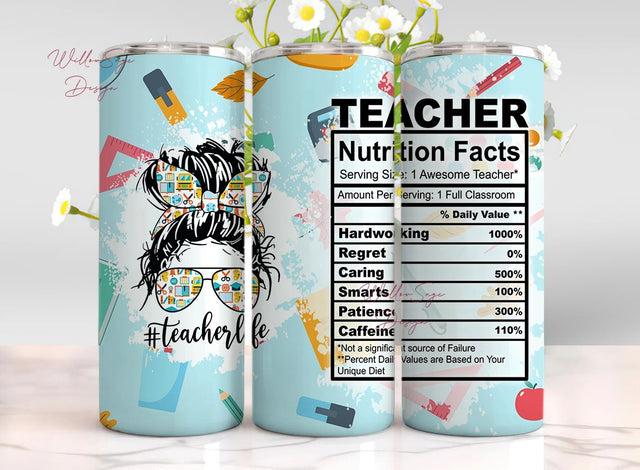 Teacher Tumbler Wrap PNG Sublimation Design Tumbler Wrap for Teacher Back To School Tumbler Design 20oz Skinny Tumbler Wrap Bundle Sublimation WillowSageDesign 