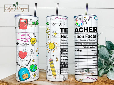 Teacher Tumbler Wrap PNG Sublimation Design Tumbler Wrap for Teacher Back To School Tumbler Design 20oz Skinny Tumbler Wrap Sublimation iStyleDesign 