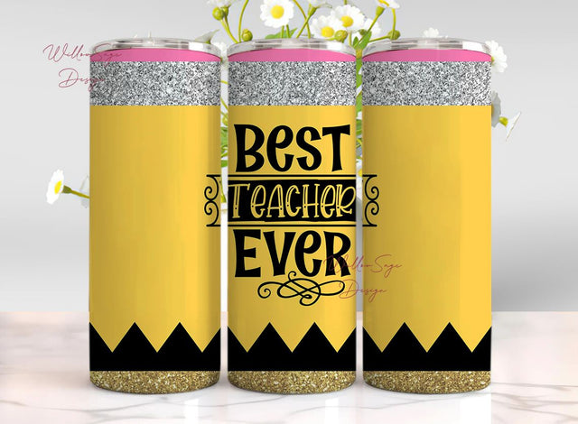 Teacher Tumbler Wrap PNG Sublimation Design Tumbler Wrap for Teacher Back To School Tumbler Design 20oz Skinny Tumbler Wrap Sublimation WillowSageDesign 