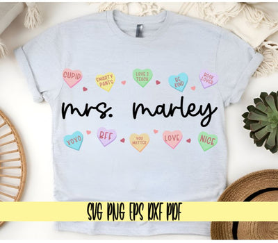 Teacher Valentine Candy Hearts - Customizable Design - Digital Cut File for Cricut - SVG PNG PDF DXF EPS SVG DigitalDesigns365 