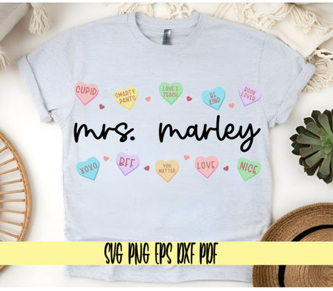 Teacher Valentine Candy Hearts - Customizable Design - Digital Cut File for Cricut - SVG PNG PDF DXF EPS SVG DigitalDesigns365 