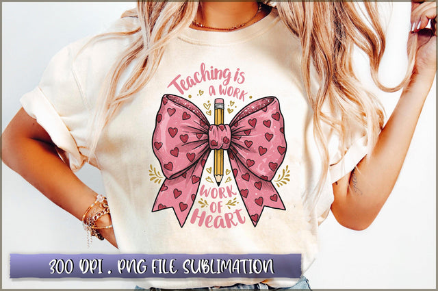 Teacher Valentine Coquette Bow PNG Sublimation Shetara Begum 