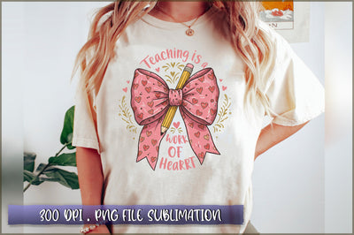 Teacher Valentine Coquette Bow PNG Sublimation Shetara Begum 
