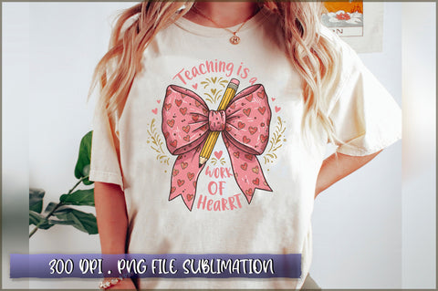 Teacher Valentine Coquette Bow PNG Sublimation Shetara Begum 