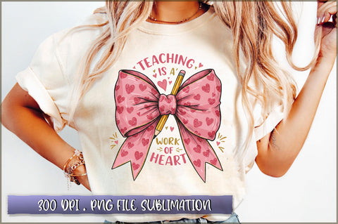 Teacher Valentine Coquette Bow PNG Sublimation Shetara Begum 