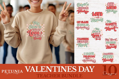 Teacher Valentine SVG Bundle | Retro Valentines SVG Petunia Digital Design 