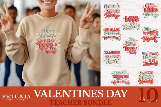 Teacher Valentine SVG Bundle | Retro Valentines SVG Petunia Digital Design 