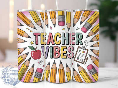 Teacher Vibes Life 20oz Tumbler, Vibes Wrap, Sublimation Gift, Educator Mug, 20oz Tumbler Design, Teacher Life Quote, Classroom Theme Sublimation ToriDesigns 