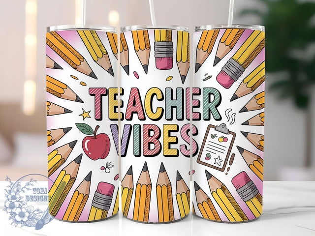 Teacher Vibes Life 20oz Tumbler, Vibes Wrap, Sublimation Gift, Educator Mug, 20oz Tumbler Design, Teacher Life Quote, Classroom Theme Sublimation ToriDesigns 
