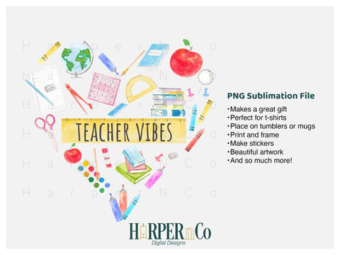 Teacher Vibes SVG PNG Cut EPS File SVG HarperNCo 