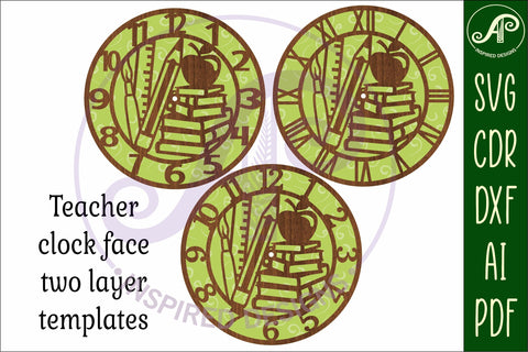 Teacher wall clock laser cut template files, SVG file. SVG APInspireddesigns 