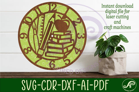 Teacher wall clock laser cut template files, SVG file. SVG APInspireddesigns 