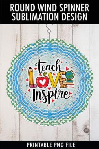 Teacher Wind Spinner Sublimation Design | Round Teacher PNG Sublimation Ewe-N-Me Designs 