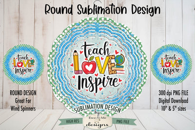 Teacher Wind Spinner Sublimation Design | Round Teacher PNG Sublimation Ewe-N-Me Designs 