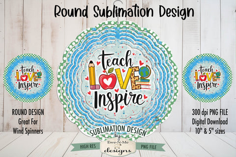 Teacher Wind Spinner Sublimation Design | Round Teacher PNG Sublimation Ewe-N-Me Designs 