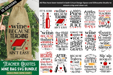 Teacher Wine Bag SVG Bundle SVG Regulrcrative 