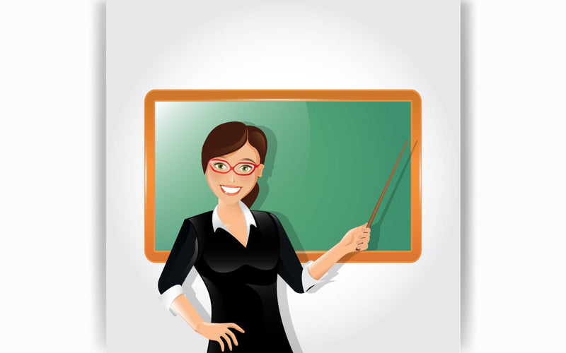 teacher with pointer showing on board on lesson at blackboard in classroom SVG naemmiah021 