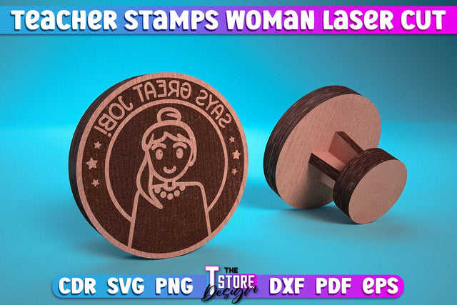 Teacher Woman Stamp Laser Cut | Teacher Laser Cut Design | CNC Files SVG The T Store Design 