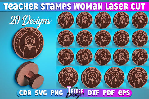 Teacher Woman Stamp Laser Cut | Teacher Laser Cut Design | CNC Files SVG The T Store Design 