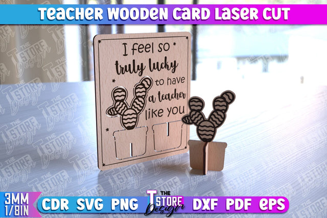 Teacher Wooden Card Laser Cut | Teacher Gift Laser Cut Design | CNC Files SVG The T Store Design 