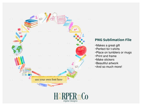 Teacher Wreath SVG PNG Cut EPS File SVG HarperNCo 