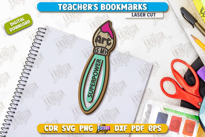 Teacher's Bookmark Laser Cut | Book Marker | Page Holder | School Design | CNC File SVG The T Store Design 
