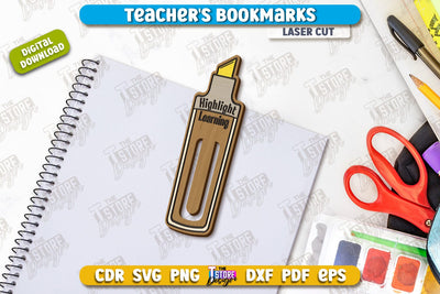 Teacher's Bookmark Laser Cut | Book Marker | Page Holder | School Design | CNC File SVG The T Store Design 