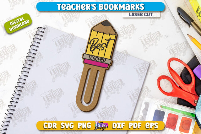 Teacher's Bookmark Laser Cut | Book Marker | Page Holder | School Design | CNC File SVG The T Store Design 