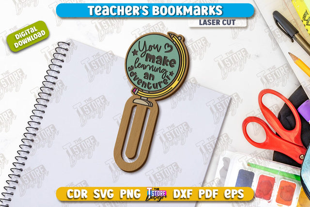Teacher's Bookmark Laser Cut | Book Marker | Page Holder | School Design | CNC File SVG The T Store Design 
