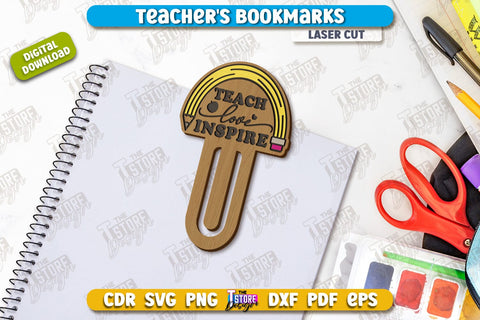 Teacher's Bookmarks Laser Cut Bundle | Book Marker | Page Holder | School Design | CNC Files SVG The T Store Design 