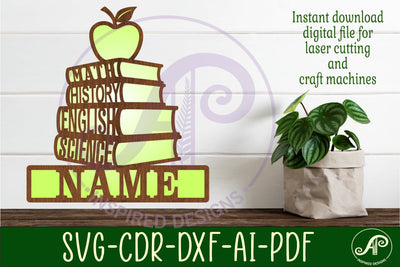 Teachers design name sign svg laser cut template SVG APInspireddesigns 