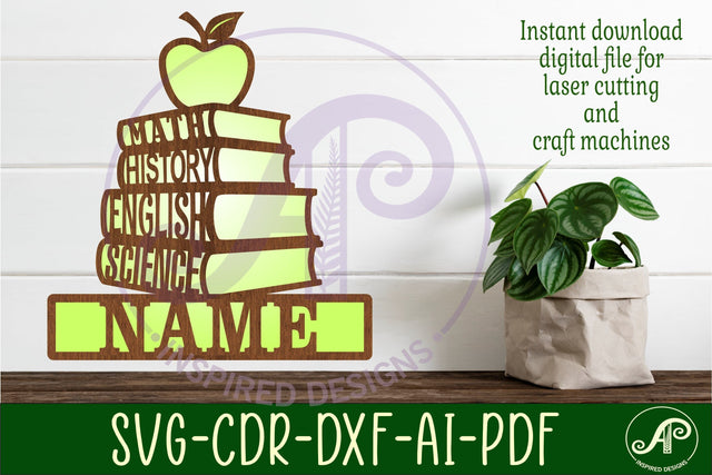 Teachers design name sign svg laser cut template SVG APInspireddesigns 