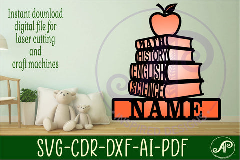Teachers design name sign svg laser cut template SVG APInspireddesigns 