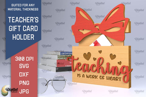 Teachers Gift Card Holder Laser Cut. Gift for Teacher SVG SVG Evgenyia Guschina 