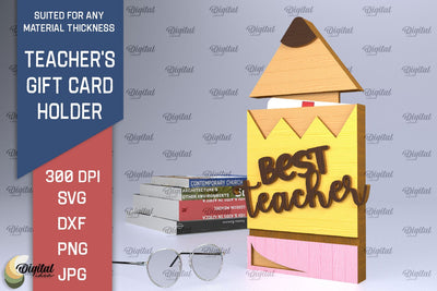 Teachers Gift Card Holder Laser Cut. Gift for Teacher SVG SVG Evgenyia Guschina 