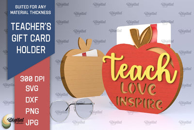 Teachers Gift Card Holder Laser Cut. Gift for Teacher SVG SVG Evgenyia Guschina 
