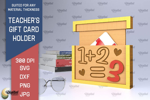 Teachers Gift Card Holder Laser Cut. Gift for Teacher SVG SVG Evgenyia Guschina 