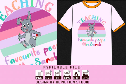Teaching Favorite Peeps Mrs Sara Easter Day Shirt, Bunny Shirt Sunset T-Shirt Print Template Sketch DESIGN Depiction Studio 