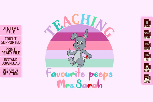 Teaching Favorite Peeps Mrs Sara Easter Day Shirt, Bunny Shirt Sunset T-Shirt Print Template Sketch DESIGN Depiction Studio 