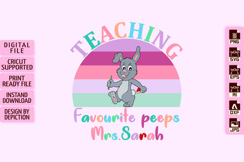 Teaching Favorite Peeps Mrs Sara Easter Day Shirt, Bunny Shirt Sunset T-Shirt Print Template Sketch DESIGN Depiction Studio 