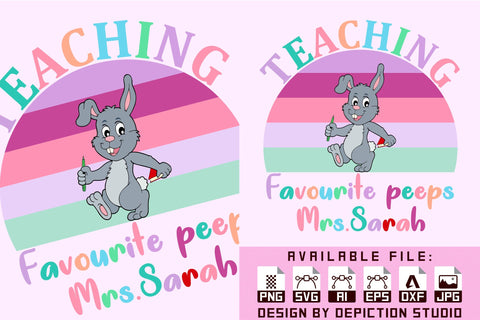Teaching Favorite Peeps Mrs Sara Easter Day Shirt, Bunny Shirt Sunset T-Shirt Print Template Sketch DESIGN Depiction Studio 
