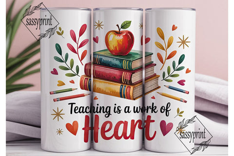 Teaching is a Work of Heart Tumbler Wrap Sublimation sassyprint 