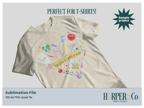 Teaching is Work of Heart SVG PNG Cut EPS File SVG HarperNCo 