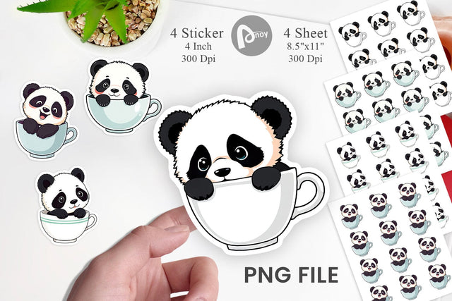 Teacup Panda Sticker Sublimation artnoy 