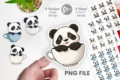 Teacup Panda Sticker Sublimation artnoy 