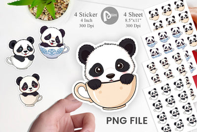 Teacup Panda Sticker Sublimation artnoy 
