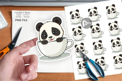 Teacup Panda Sticker Sublimation artnoy 