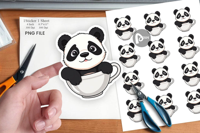 Teacup Panda Sticker Sublimation artnoy 