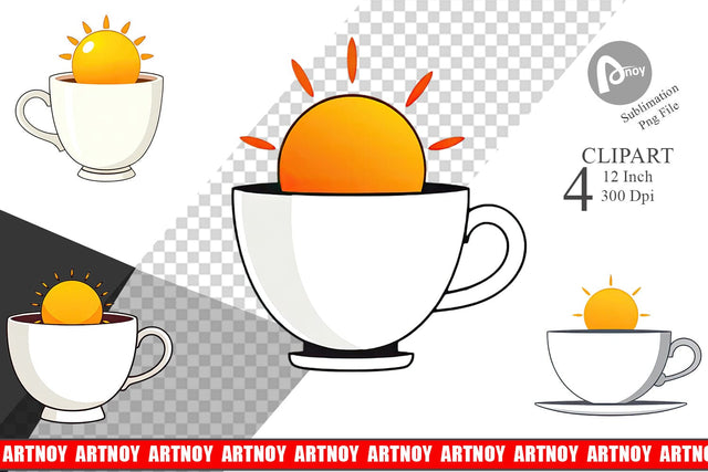 Teacup Sun Clipart Sublimation artnoy 